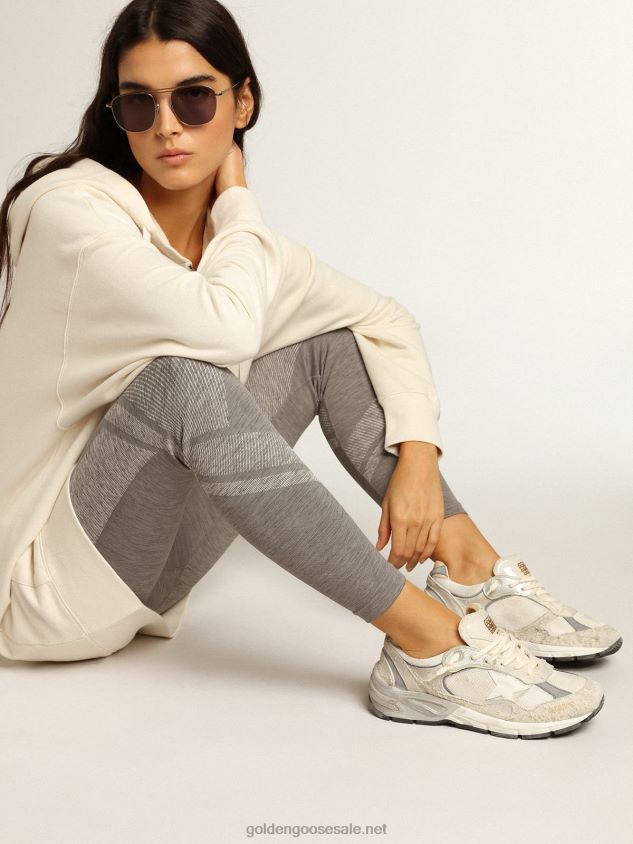 Dad-Star sneakers in white mesh and suede with white leather star and beige leather heel tab FN20N5 Women Golden Goose
