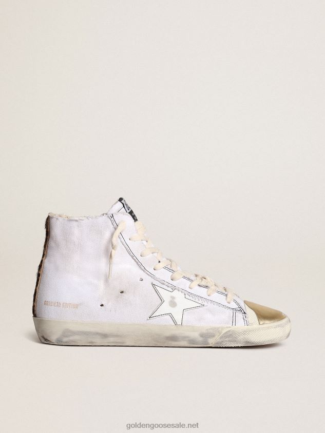 Francy LAB sneakers with white leather star and gold metallic leather toe FN20N28 Women Golden Goose