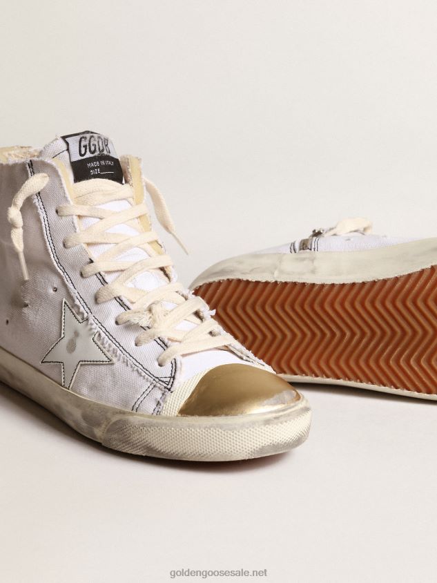 Francy LAB sneakers with white leather star and gold metallic leather toe FN20N28 Women Golden Goose