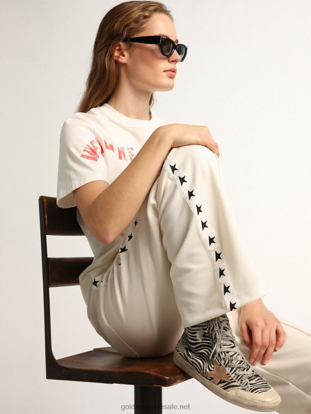 Francy Penstar LTD sneakers in zebra-print pony skin with tobacco-colored suede star FN20N119 Women Golden Goose