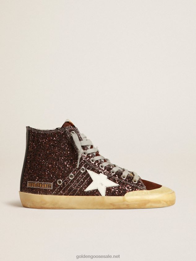 Francy Penstar in brown glitter with white leather star FN20N163 Women Golden Goose