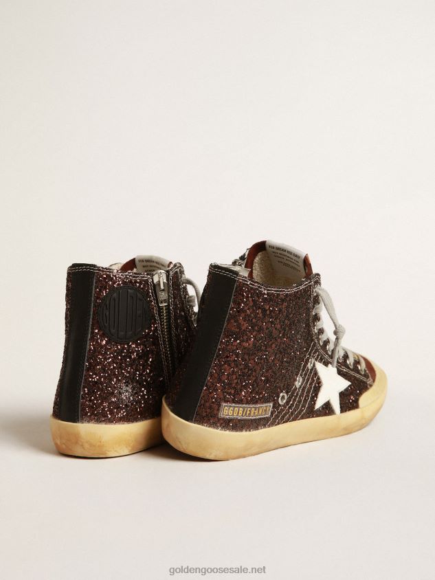 Francy Penstar in brown glitter with white leather star FN20N163 Women Golden Goose