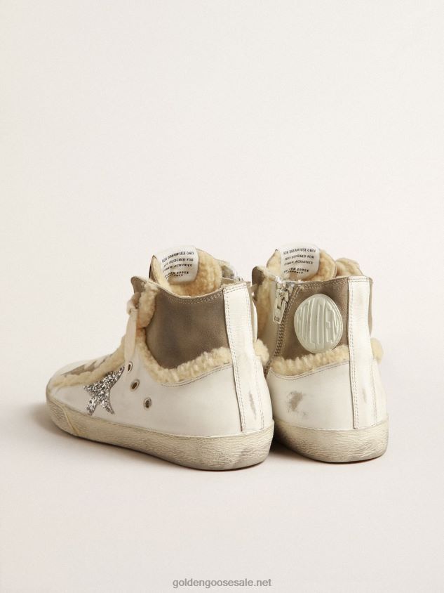 Francy in leather and suede with silver glitter star FN20N143 Women Golden Goose