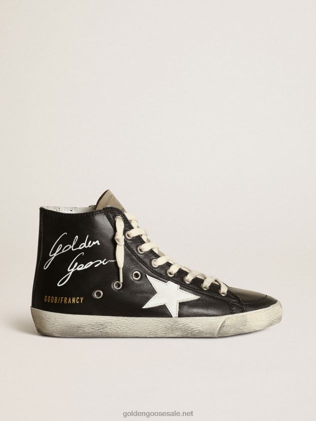 Francy sneakers in black nappa leather with white leather star and dove-gray suede tongue FN20N262 Women Golden Goose