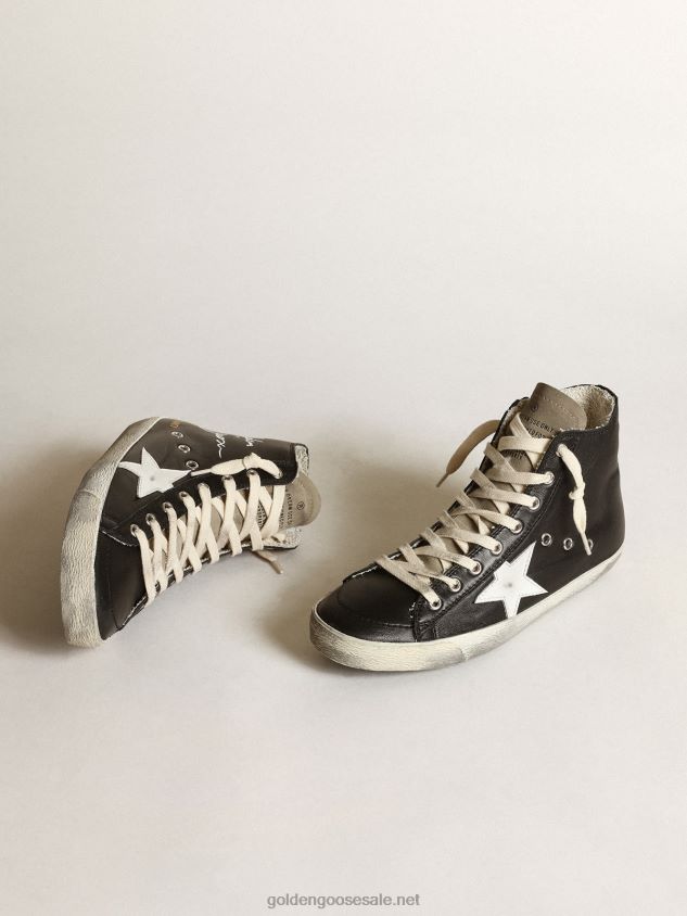 Francy sneakers in black nappa leather with white leather star and dove-gray suede tongue FN20N262 Women Golden Goose