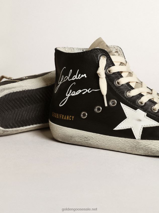 Francy sneakers in black nappa leather with white leather star and dove-gray suede tongue FN20N262 Women Golden Goose