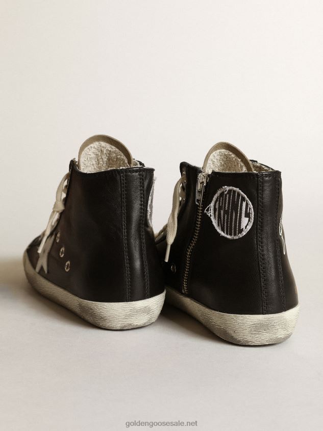 Francy sneakers in black nappa leather with white leather star and dove-gray suede tongue FN20N262 Women Golden Goose