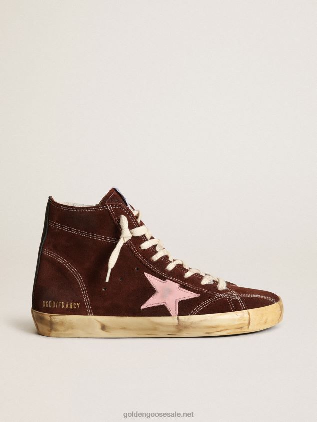 Francy sneakers in brown suede with pink leather star and black nappa leather heel tab FN20N164 Women Golden Goose
