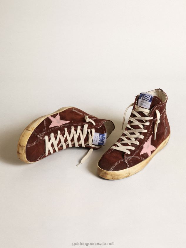 Francy sneakers in brown suede with pink leather star and black nappa leather heel tab FN20N164 Women Golden Goose
