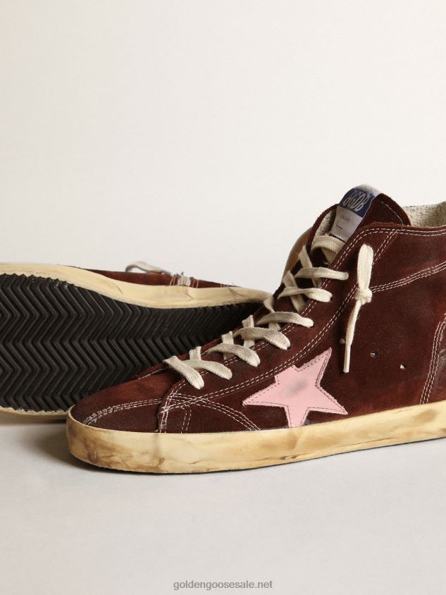 Francy sneakers in brown suede with pink leather star and black nappa leather heel tab FN20N164 Women Golden Goose