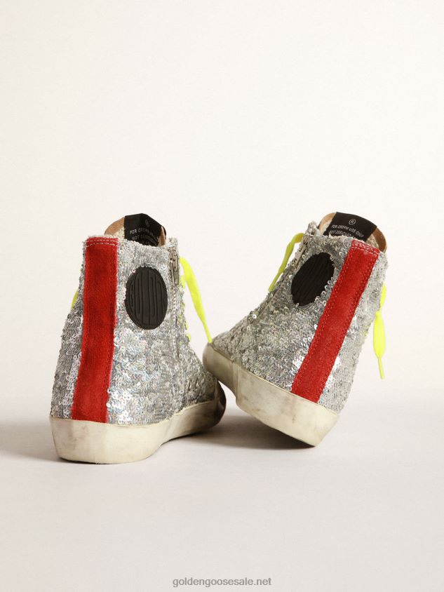 Francy sneakers with silver sequins and leopard-print pony skin FN20N32 Women Golden Goose