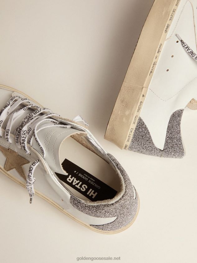Hi Star sneakers with dove-gray suede star and heel tab in Swarovski micro-crystals FN20N251 Women Golden Goose