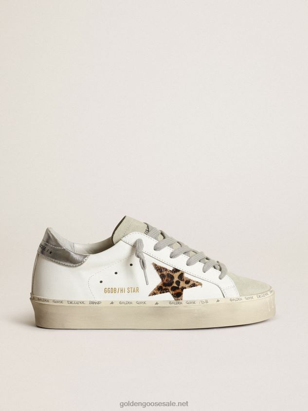 Hi Star sneakers with leopard-print pony skin star and silver metallic leather heel tab FN20N253 Women Golden Goose