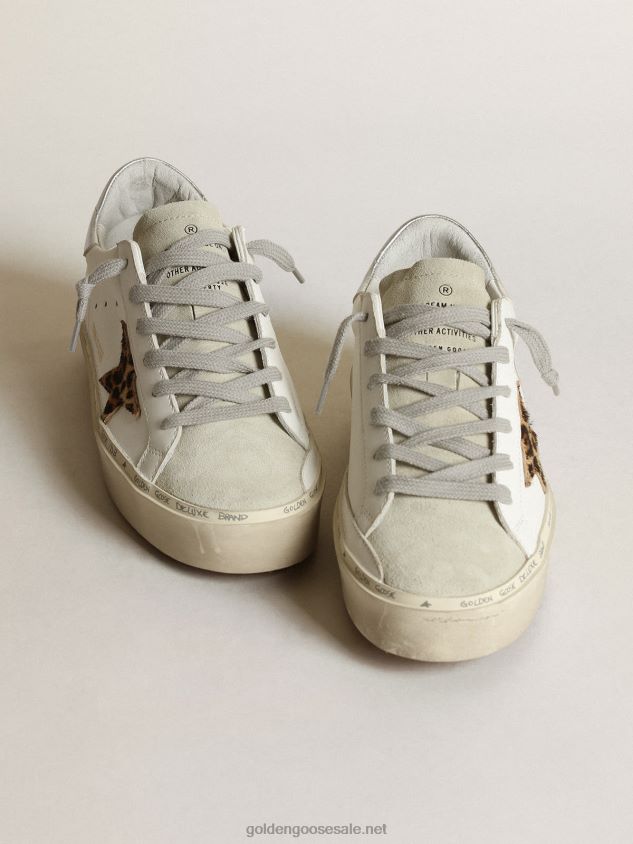 Hi Star sneakers with leopard-print pony skin star and silver metallic leather heel tab FN20N253 Women Golden Goose