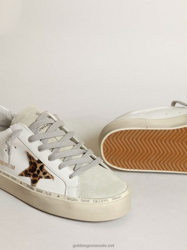 Hi Star sneakers with leopard-print pony skin star and silver metallic leather heel tab FN20N253 Women Golden Goose