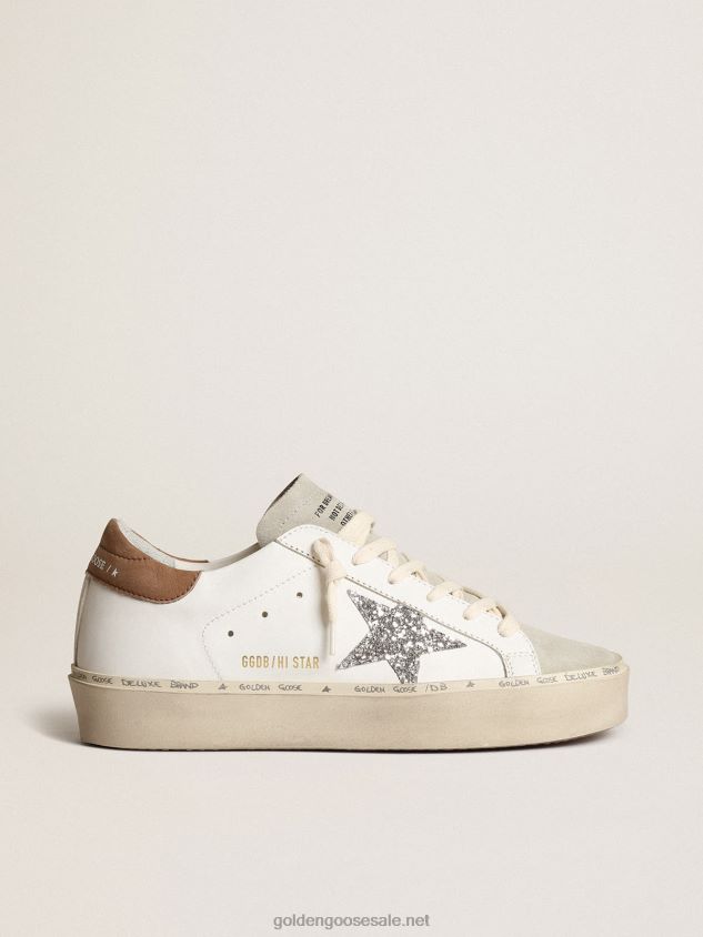 Hi Star with silver glitter star and dove-gray nubuck heel tab FN20N218 Women Golden Goose