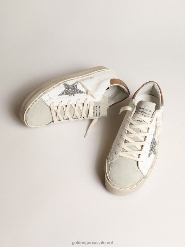 Hi Star with silver glitter star and dove-gray nubuck heel tab FN20N218 Women Golden Goose