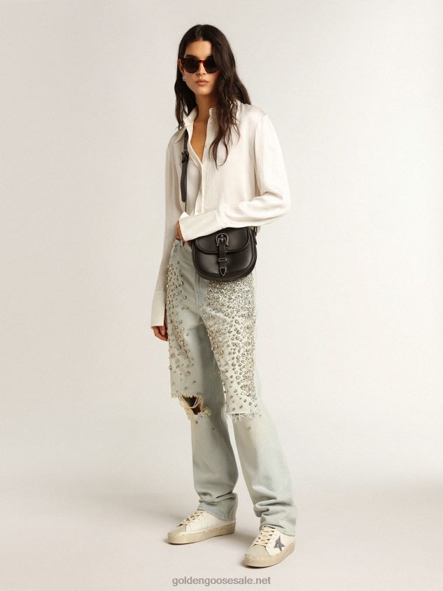 Hi Star with silver glitter star and dove-gray nubuck heel tab FN20N218 Women Golden Goose