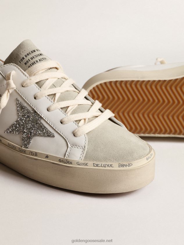 Hi Star with silver glitter star and dove-gray nubuck heel tab FN20N218 Women Golden Goose