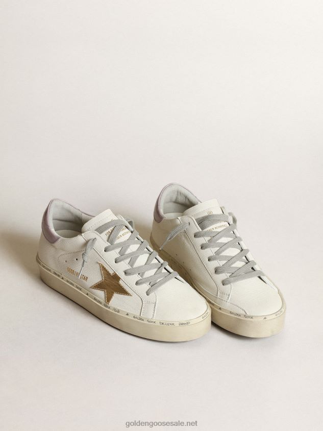 White Hi Star with a gold star and lilac naplak heel tab FN20N281 Women Golden Goose