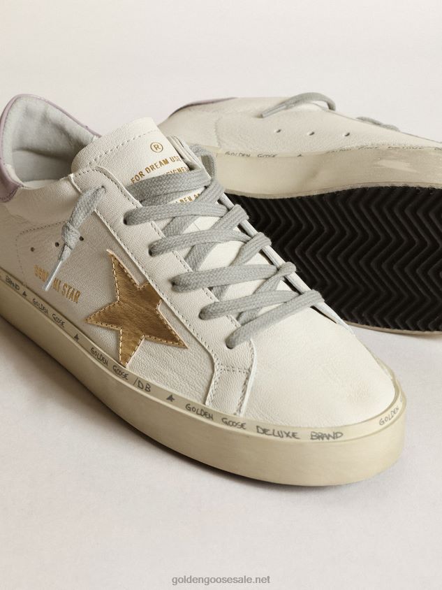 White Hi Star with a gold star and lilac naplak heel tab FN20N281 Women Golden Goose
