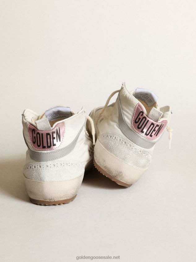 Mid Star LTD sneakers in white nylon with leopard-print pony skin star and pink metallic leather heel tab FN20N17 Women Golden Goose