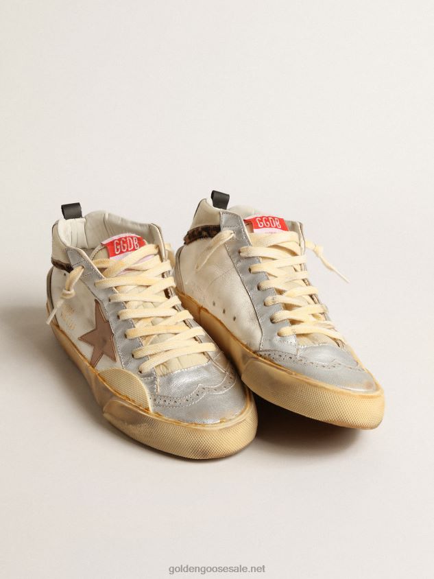 Mid Star LTD with silver metallic leather inserts and pink star FN20N142 Women Golden Goose