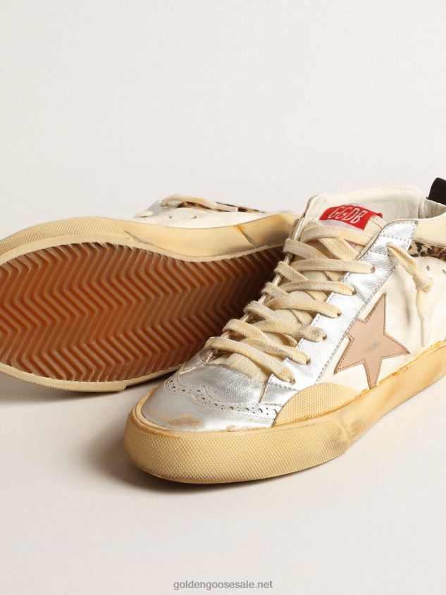 Mid Star LTD with silver metallic leather inserts and pink star FN20N142 Women Golden Goose