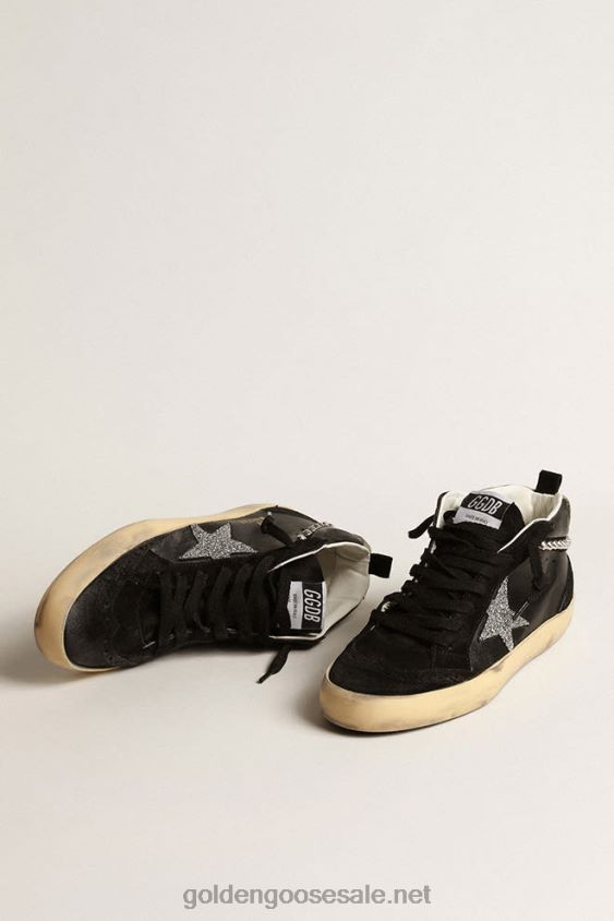 Mid Star in black nappa and suede with Swarovski crystal star FN20N161 Women Golden Goose
