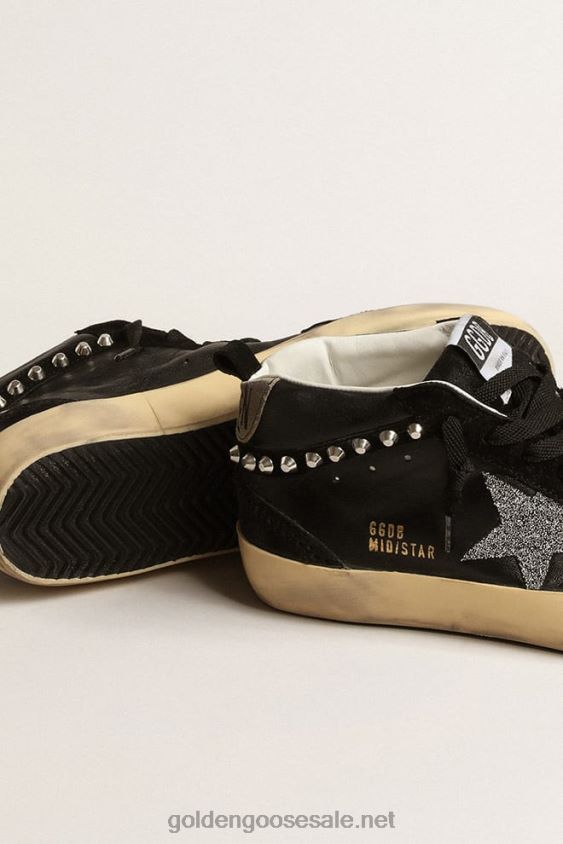 Mid Star in black nappa and suede with Swarovski crystal star FN20N161 Women Golden Goose
