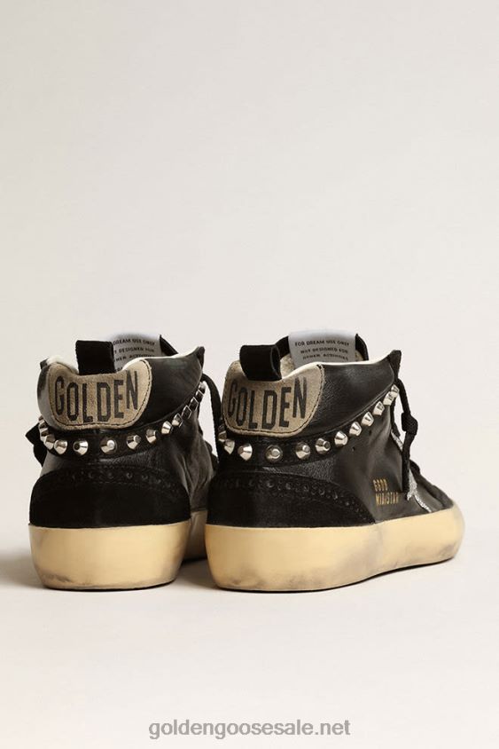 Mid Star in black nappa and suede with Swarovski crystal star FN20N161 Women Golden Goose