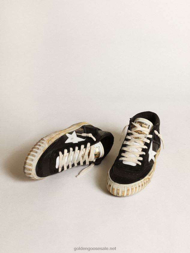 Mid Star in black nappa and suede with white leather star FN20N146 Women Golden Goose