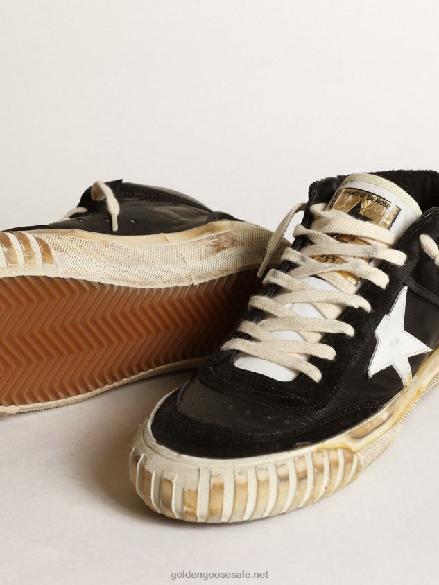 Mid Star in black nappa and suede with white leather star FN20N146 Women Golden Goose