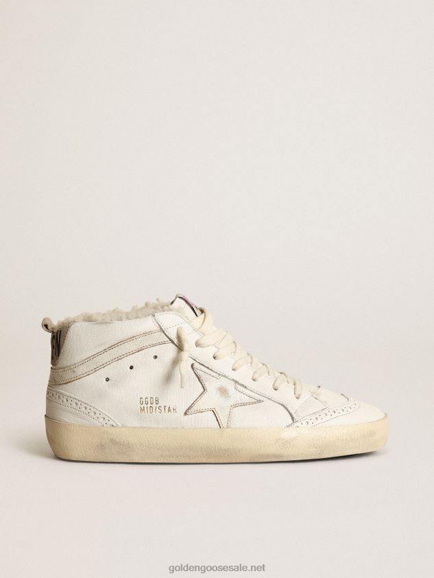 Mid Star in nappa with a glossy white leather star and flash FN20N192 Women Golden Goose