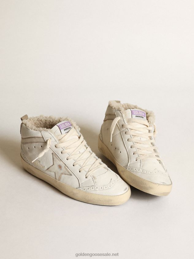 Mid Star in nappa with a glossy white leather star and flash FN20N192 Women Golden Goose