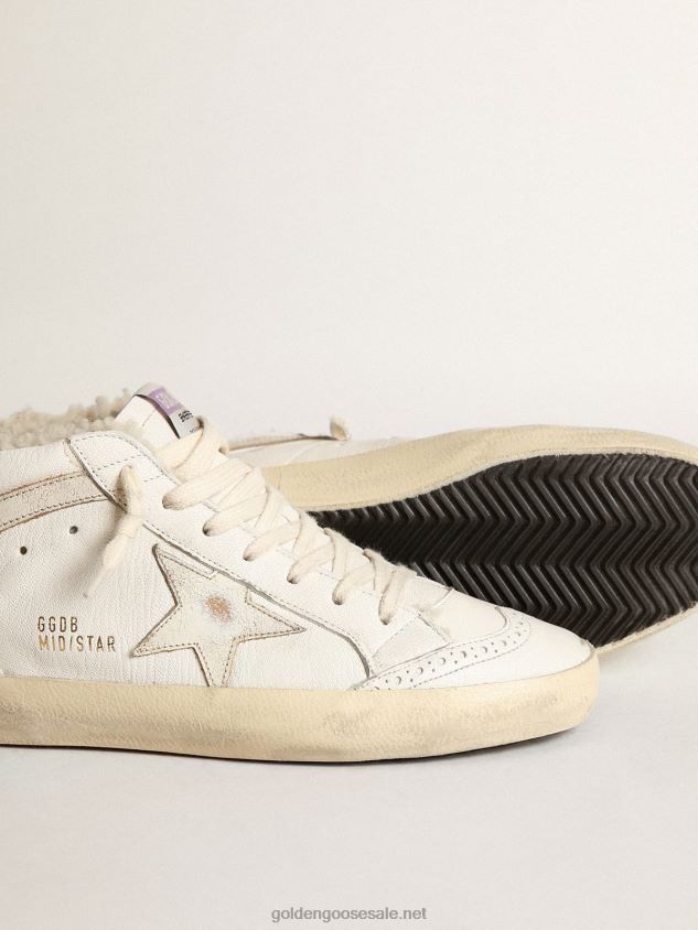 Mid Star in nappa with a glossy white leather star and flash FN20N192 Women Golden Goose