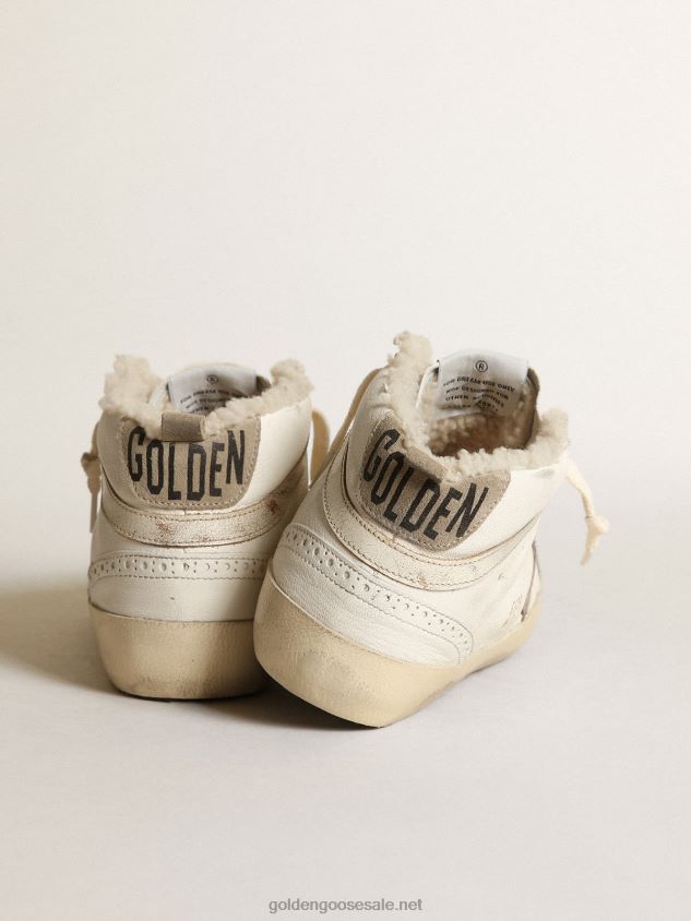 Mid Star in nappa with a glossy white leather star and flash FN20N192 Women Golden Goose