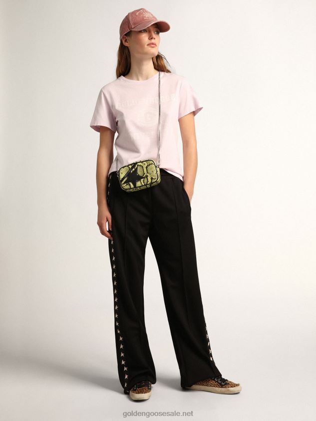Mid Star sneakers in animal-print pony skin with silver glitter star FN20N110 Women Golden Goose