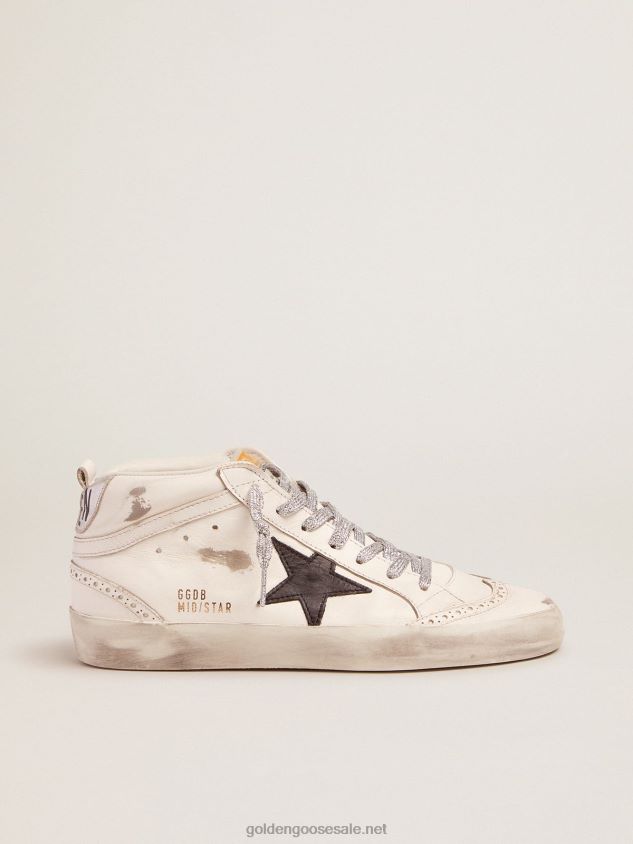 Mid-Star sneakers with laminated heel tab and glittery laces FN20N4 Women Golden Goose
