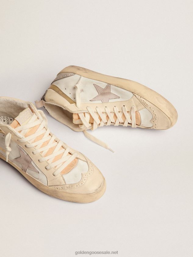 Mid Star sneakers with light gray suede star and chrome-effect gold leather flash FN20N139 Women Golden Goose