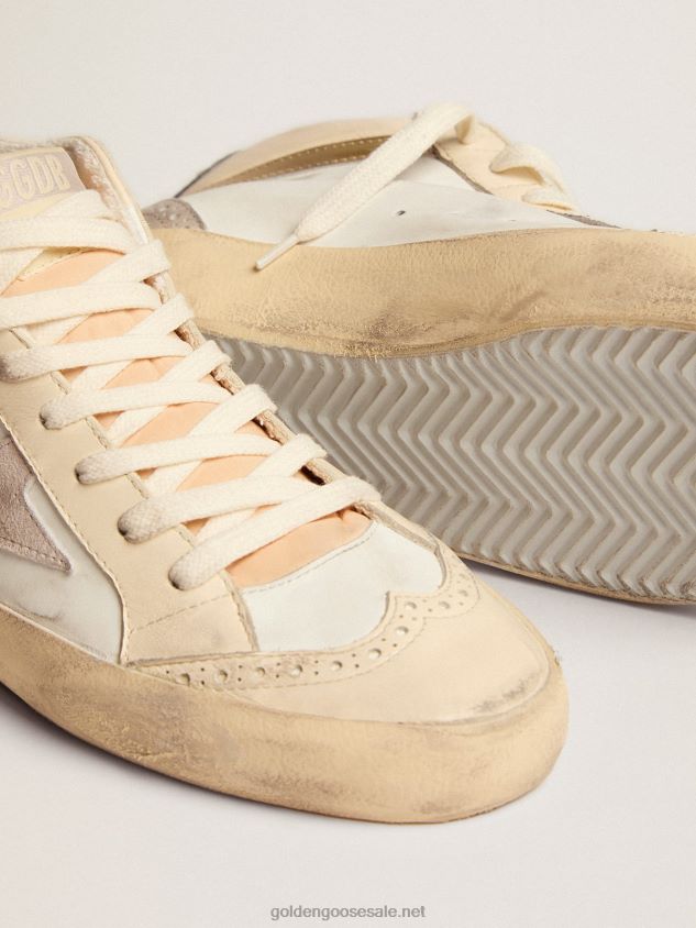 Mid Star sneakers with light gray suede star and chrome-effect gold leather flash FN20N139 Women Golden Goose