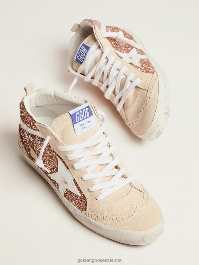Mid Star sneakers with pink-gold glitter FN20N58 Women Golden Goose