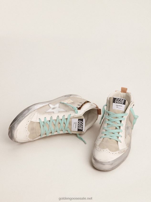 Mid Star sneakers with silver metallic leather heel tab and leopard-print pony skin flash FN20N56 Women Golden Goose