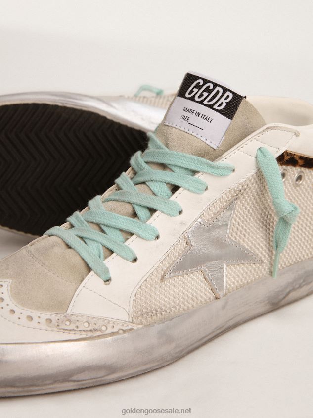 Mid Star sneakers with silver metallic leather heel tab and leopard-print pony skin flash FN20N56 Women Golden Goose