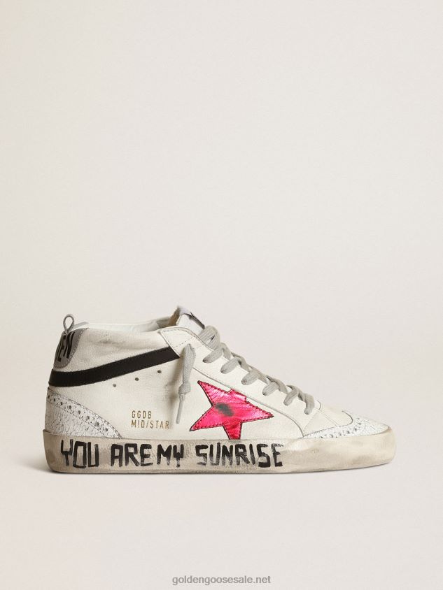 Mid Star with a pink laminated leather star and black flash FN20N231 Women Golden Goose