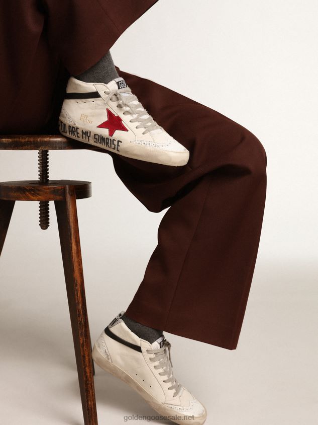 Mid Star with a pink laminated leather star and black flash FN20N231 Women Golden Goose