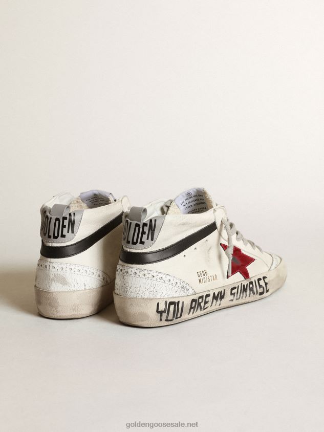 Mid Star with a pink laminated leather star and black flash FN20N231 Women Golden Goose