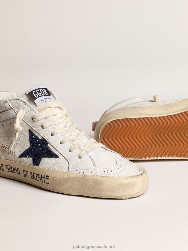 Mid Star with blue glitter star and pink suede heel tab FN20N232 Women Golden Goose