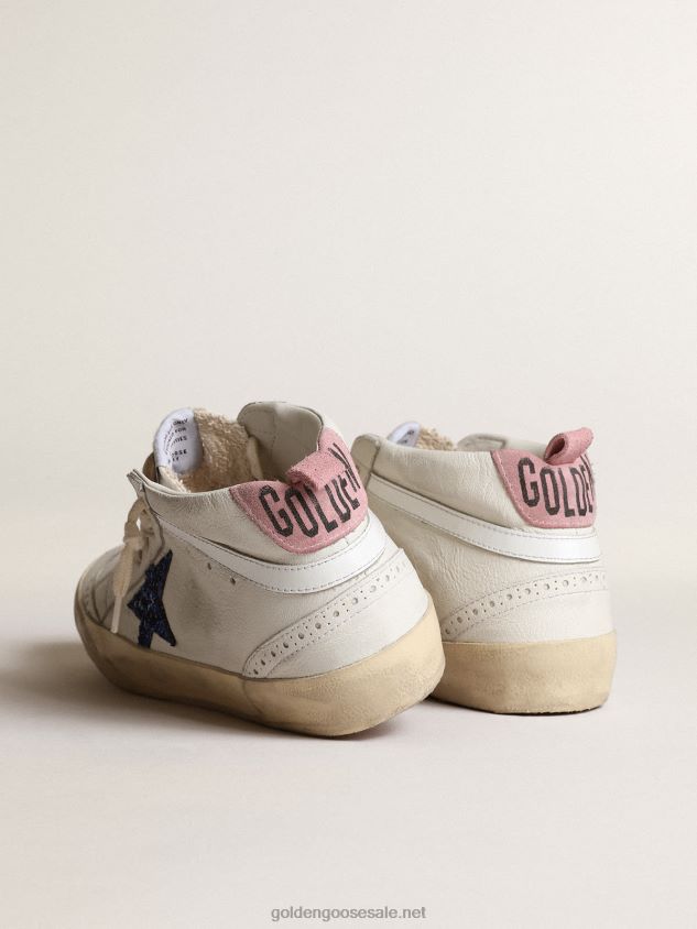 Mid Star with blue glitter star and pink suede heel tab FN20N232 Women Golden Goose