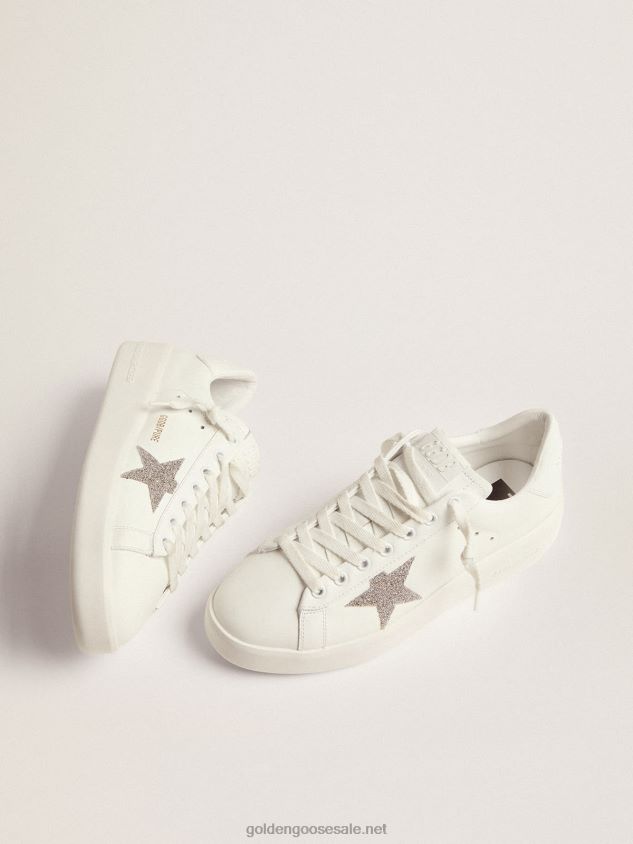 Purestar in white leather with silver-colored Swarovski crystal star FN20N97 Women Golden Goose
